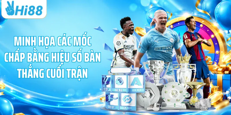 Minh họa các mốc chấp bằng hiệu số bàn thắng cuối trận